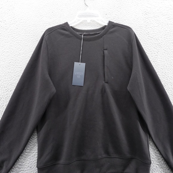 VRST Mens Pinnacle Fleece Crew Neck Sweatshirt Small Black NEW - Picture 3 of 12